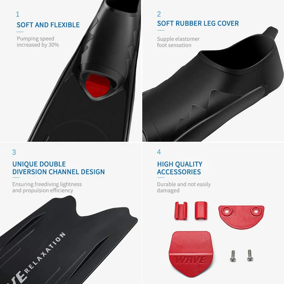Professional Freediving Long Fins Flippers - for Spearfishing, Scuba Diving, Snorkeling & Water Sports | PP+TPR with Anti-Skid