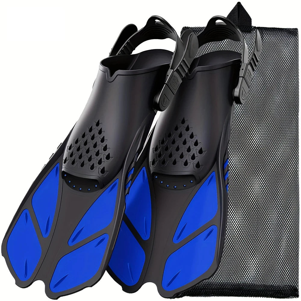 Snorkel Fins Adjustable Adult Buckles Swimming Flippers Short Silicone Scuba Diving Shoes Open Heel Beach Shoes Professional