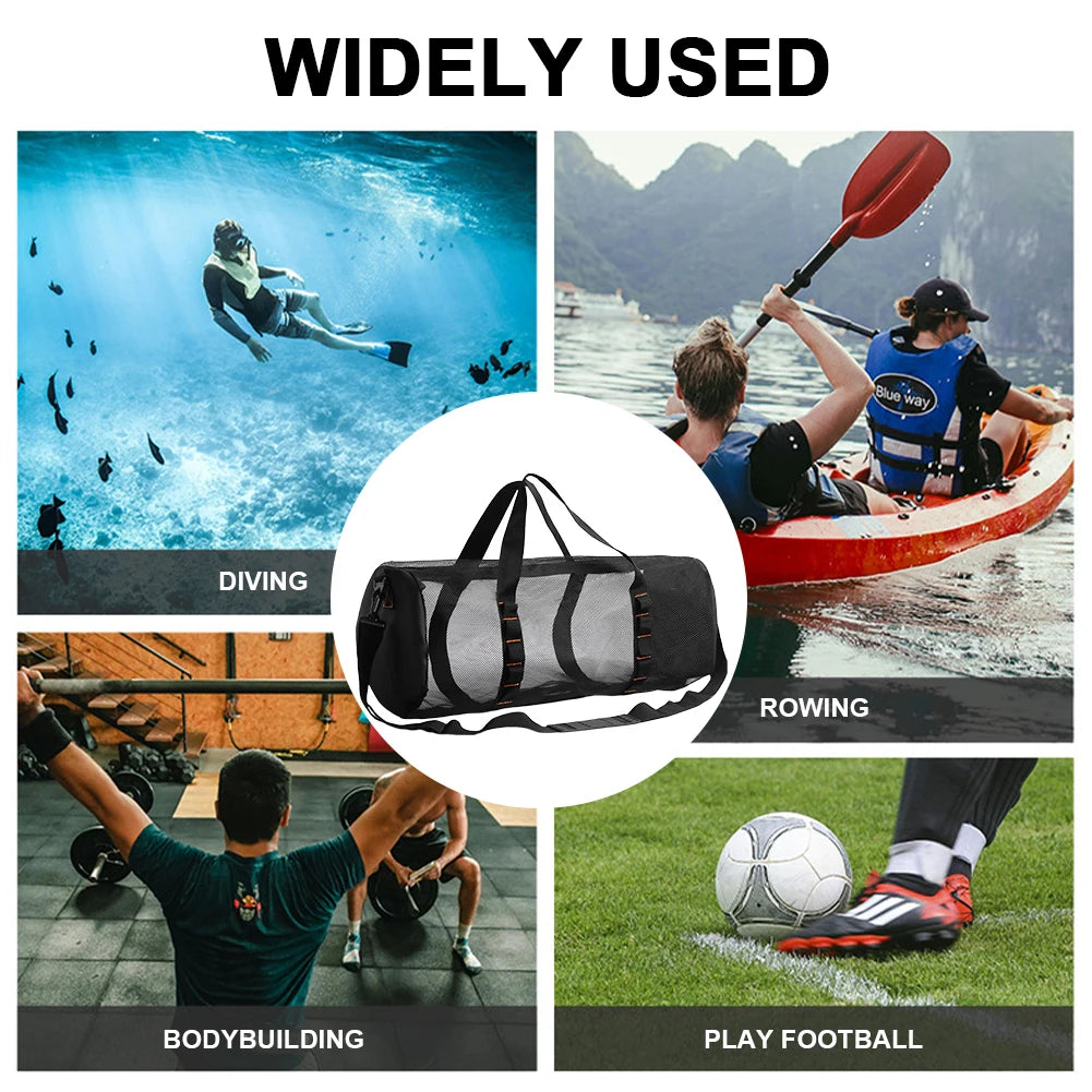 Mesh Dive Bag Extra Large Travel Diving Mesh Duffel Bag for Scuba Surfing Snorkeling Equipment Dry Bag Hold Mask Fins Snorke