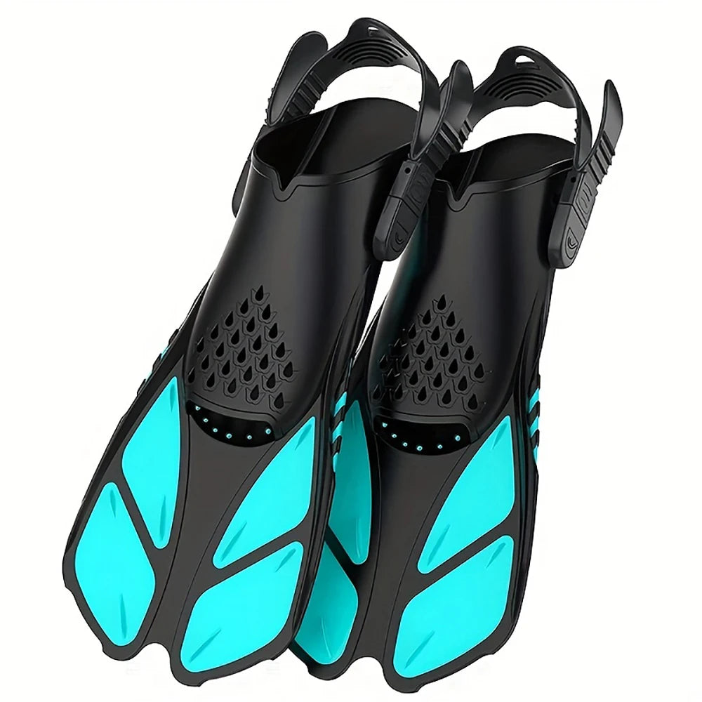 Snorkel Fins Adjustable Adult Buckles Swimming Flippers Short Silicone Scuba Diving Shoes Open Heel Beach Shoes Professional