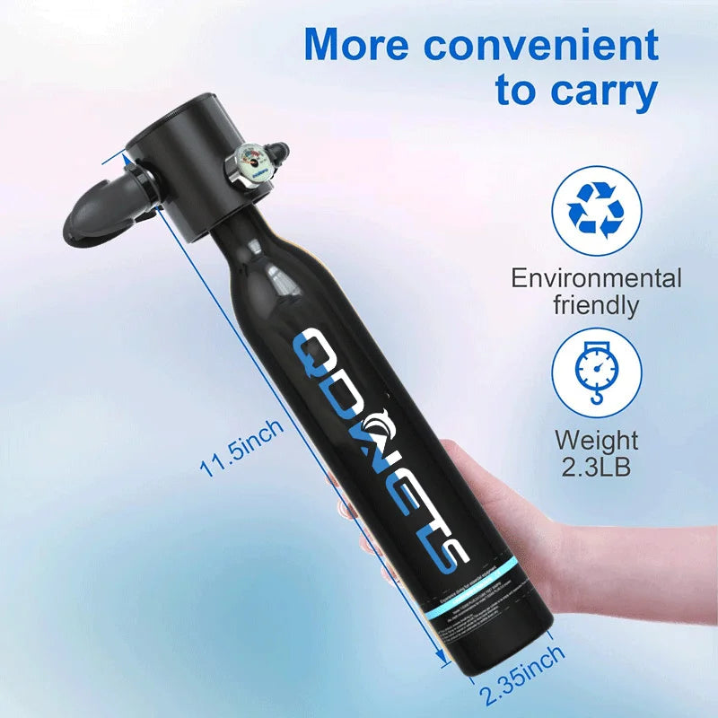 Mini Scuba Diving Tank Oxygen Tank 5-10 Minutes Time Diving Equipment Snorkeling Scuba Tank Underwater Breathing Respirator 0.5L