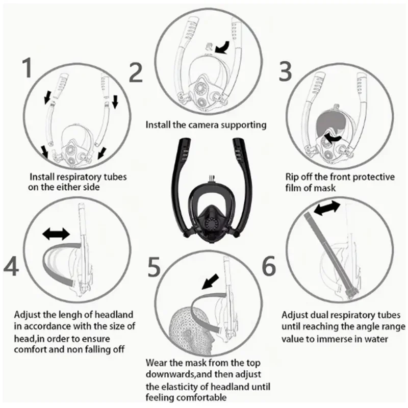 Professional Adults 180° Full Face Snorkel Mask Wide-Eye Panoramic Vision Advanced Anti-Fog Leak-Proof Underwater Adventures