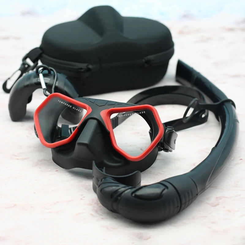 JUNHAIINS  New Low Volume Diving Mask freediving mask tempered glass lens silicone Snorkeling set diving mask