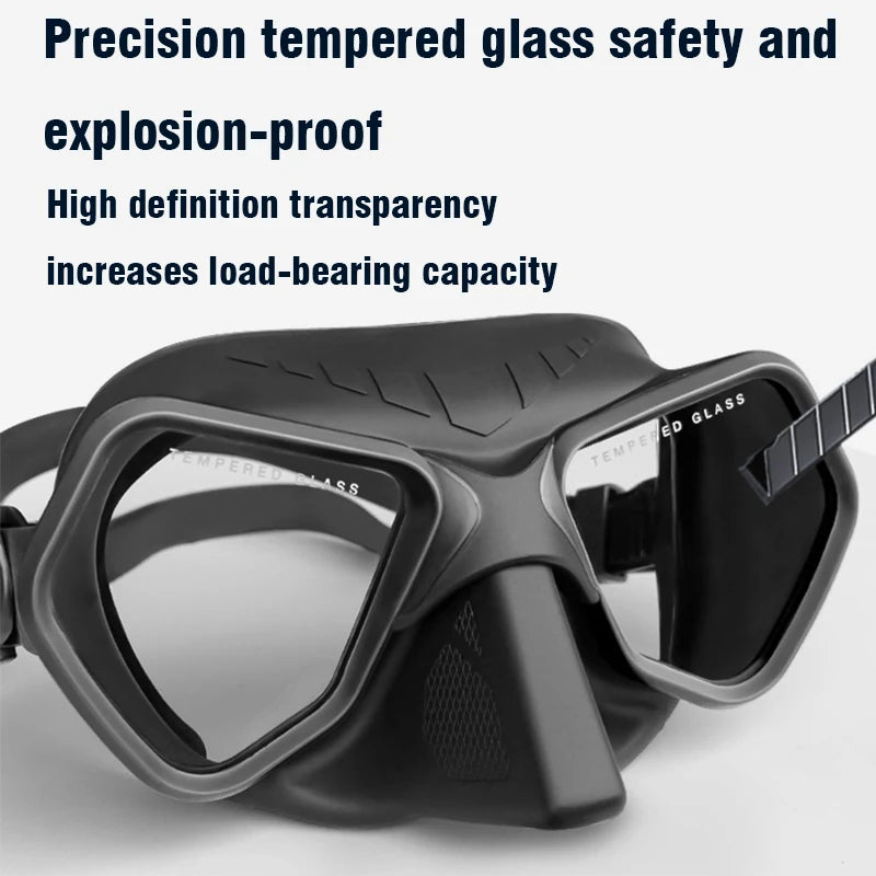 JUNHAIINS  New Low Volume Diving Mask freediving mask tempered glass lens silicone Snorkeling set diving mask