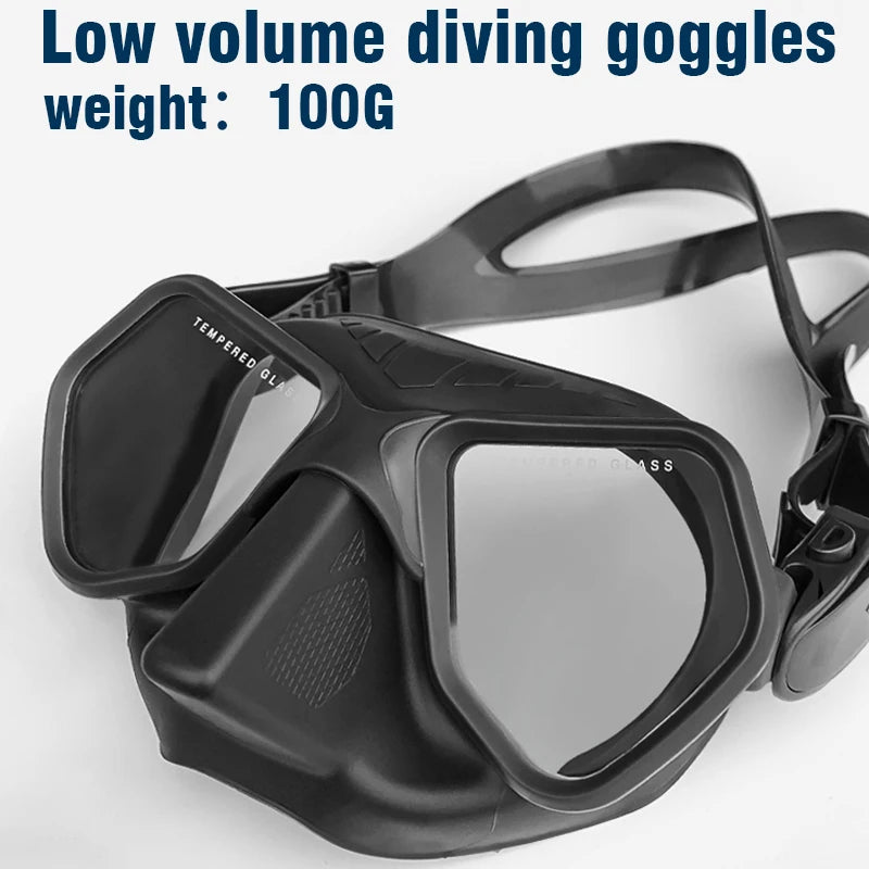 JUNHAIINS  New Low Volume Diving Mask freediving mask tempered glass lens silicone Snorkeling set diving mask