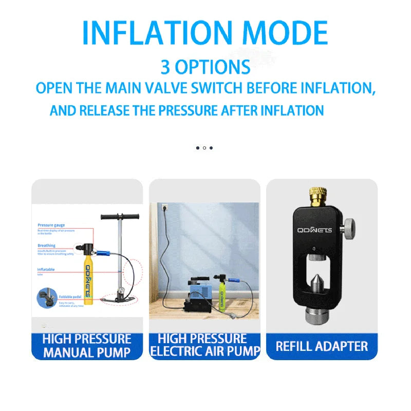 Mini Scuba Diving Tank Oxygen Tank 5-10 Minutes Time Diving Equipment Snorkeling Scuba Tank Underwater Breathing Respirator 0.5L