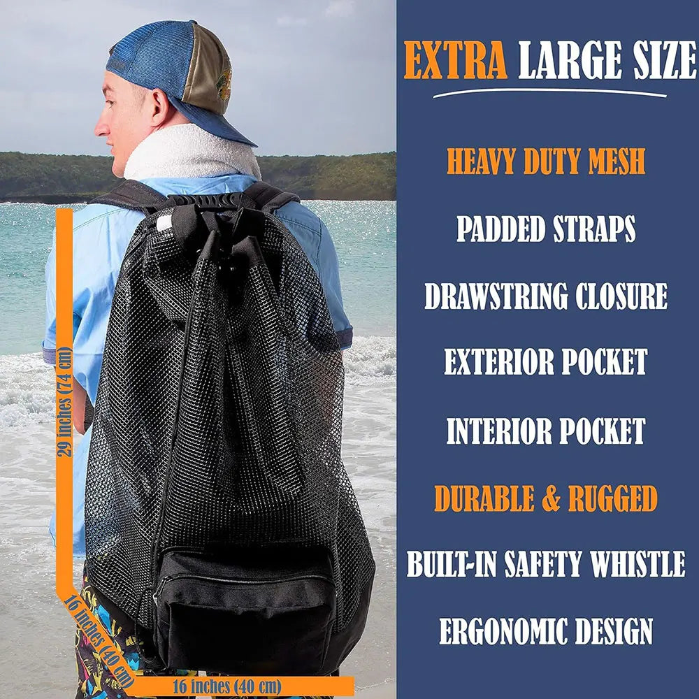 Scuba Diving Bag Mesh Travel Backpack for Scuba Diving and Snorkeling Gear Dry Bag Holds Mask Fins Snorkel Travel Bag