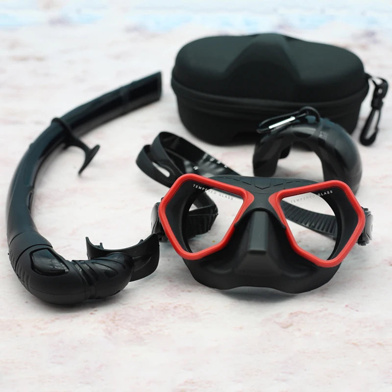JUNHAIINS  New Low Volume Diving Mask freediving mask tempered glass lens silicone Snorkeling set diving mask