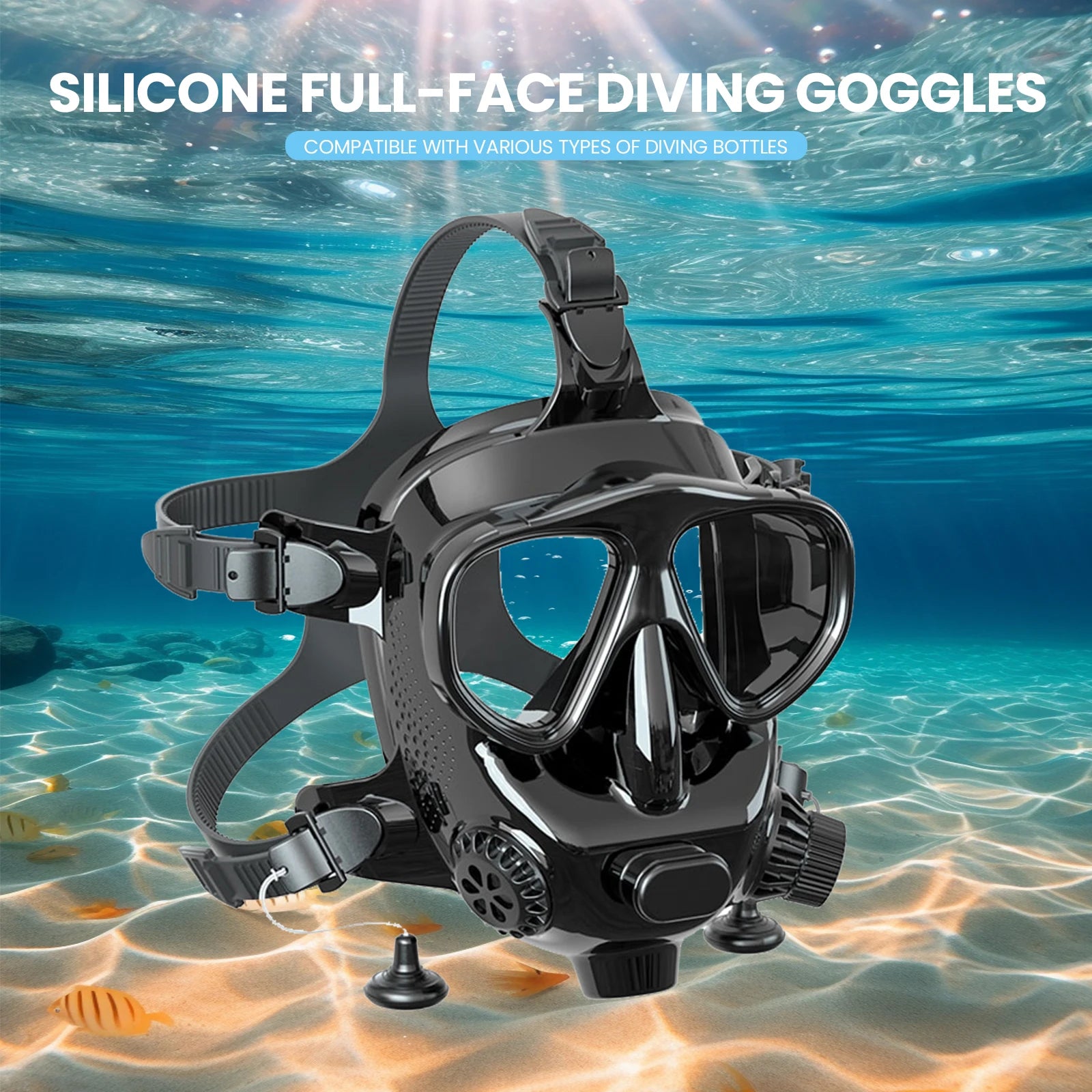 TUDIVING-Full Face Diving Mask with Camera Mount,Full Face Snorkel Mask for Adults Compatiable 1L/2L Scuba Diving Tank