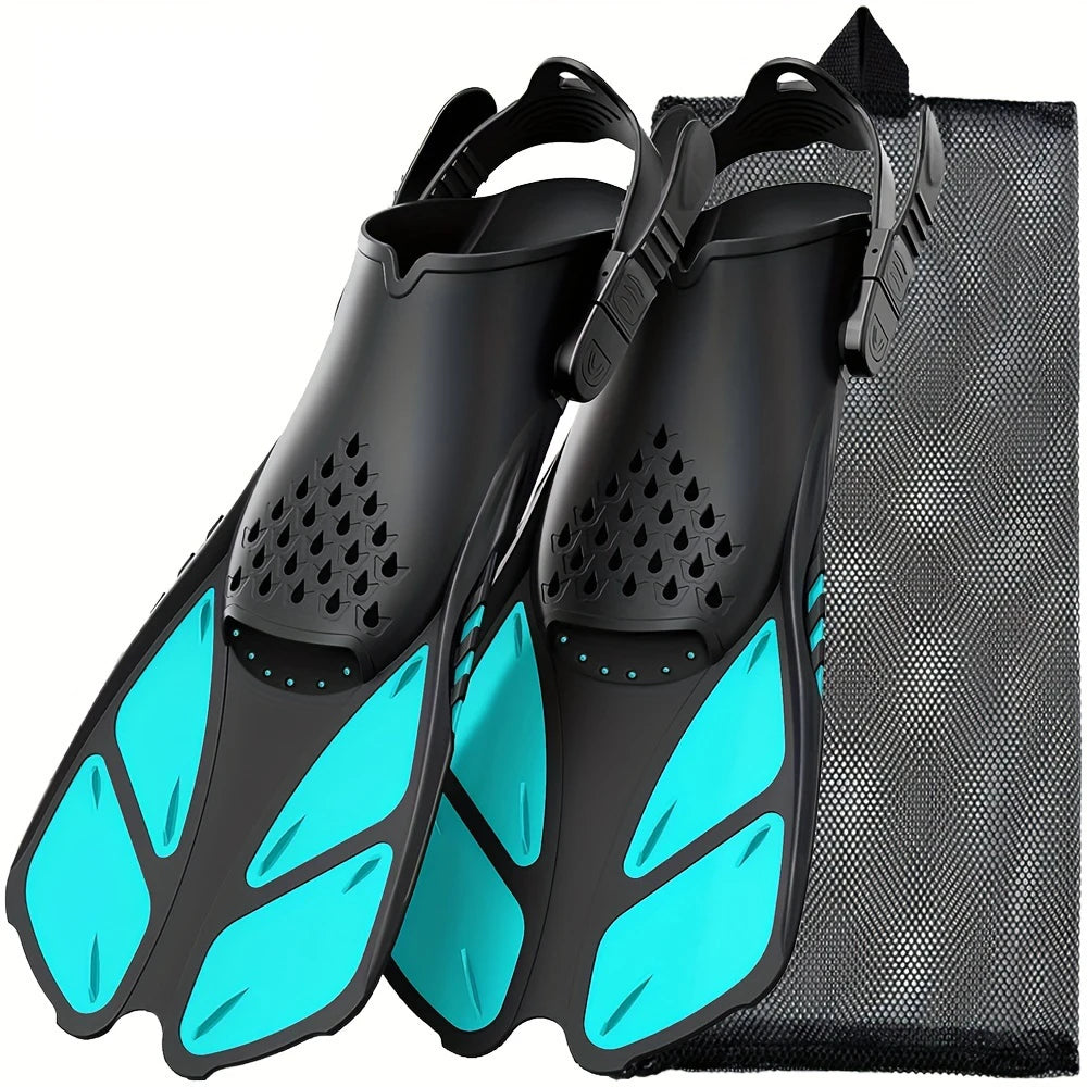 Snorkel Fins Adjustable Adult Buckles Swimming Flippers Short Silicone Scuba Diving Shoes Open Heel Beach Shoes Professional