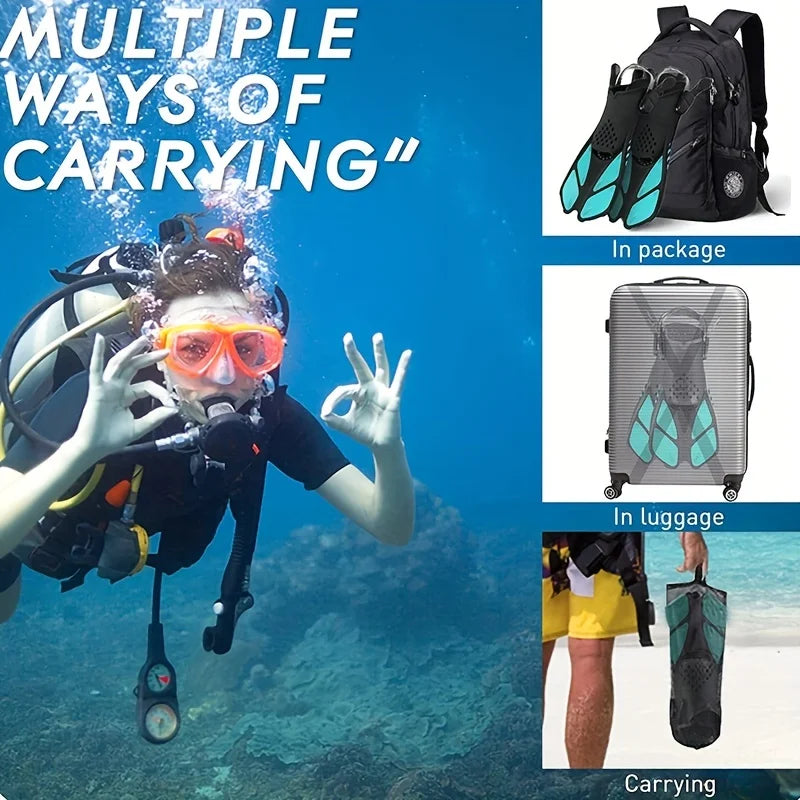 Snorkel Fins Adjustable Adult Buckles Swimming Flippers Short Silicone Scuba Diving Shoes Open Heel Beach Shoes Professional