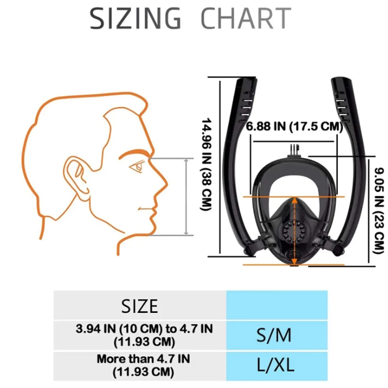 Professional Adults 180° Full Face Snorkel Mask Wide-Eye Panoramic Vision Advanced Anti-Fog Leak-Proof Underwater Adventures